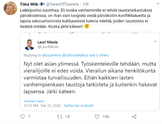 Ns. nikulalainen logiikka menee ensimmäisen raiskausaallon jälkeenkin vielä näin.