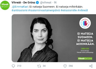 Muu maailma taistelee koronaa, Vihreät Karin ja Ohisalon johdolla rasismia, seems legit.png
