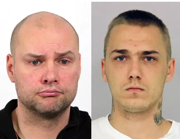 Poliisi etsii 1975 syntynyttä Janne Kristian Villikkaa (vasemmalla) ja vuonna 1993 syntynyttä Joni Oswald Kasilaa. Kuva: Poliisi