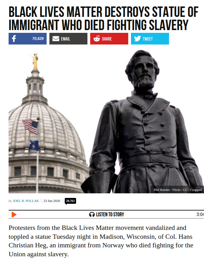 BLM idiootit kaatavat orjuuden vastustajien patsaita, vain koska nämä olivat valkoisia.