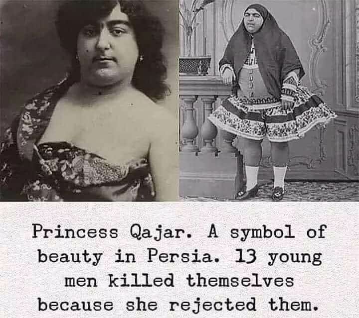 Persian prinsessa Qajar, kauneussymboli, jonka hyljättyä useat miehet ajautuivat itsemurhaan.jpg