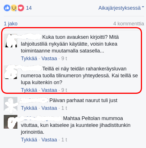 Keräyslupakyselyyn ei vastattu.