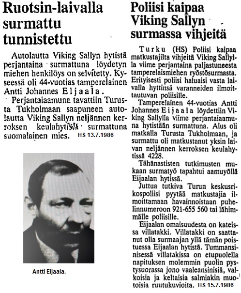 HS:n ensimmäiset uutiset Eljaalan surmasta.