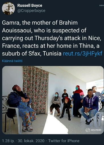 Kurkunleikkaajan äiti Gamra pääsi myös uutisiin, kuva Tunisiasta - tuskinpa uhreja suree huppuakka.jpg