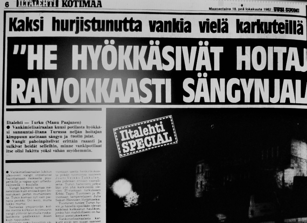 Iltalehti etusivu 18.10.1982.