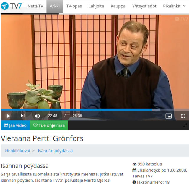 TV7 antoi Pertille tilaa kertoa elämänkatsomuksestaan ja rakkaudesta Jumalaan.