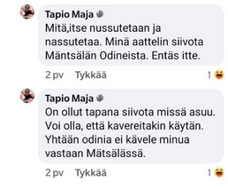Tapio uhkailee