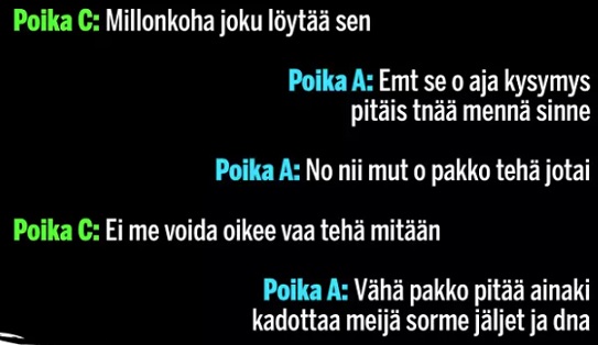 Syytetyistä nuorimman ja vanhimman keskustelua 6.12.2020.