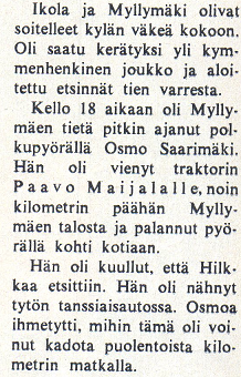 Sittemmin syylliseksi todettu Paavo Maijala mainitaan tekstissä.