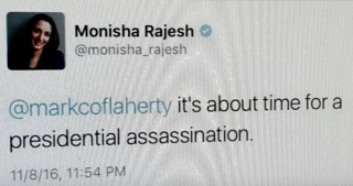 Monisha Rajesh conspiracy to murder president
