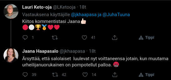 Kriminalisti ja kaikkien muidenkin alojen spesialisti on nyreissään, kun oman kaupungin korisjoukkue voitti Suomen mestaruuden.jpg