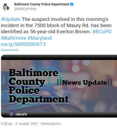Baltimoren poliisi tiedotti tilanteesta, mitä kutsui välikohtaukseksi.jpg