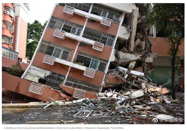 Kiinassa vuonna 2019 romahtanut talo näytti romahduksen jälkeen tällaiselta.jpg