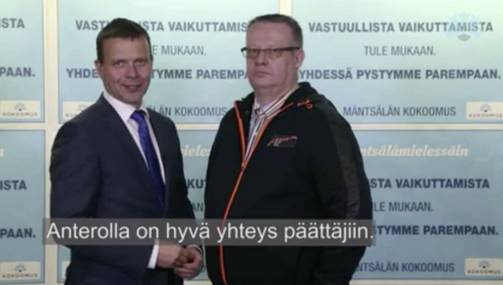 Kokoomuksen puheenjohtaja Petteri Orpo kehui Auraa 4. helmikuuta julkaistulla vaalivideolla. (KUVAKAAPPAUS)