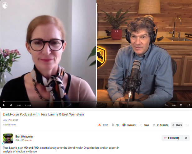 Ivermektiinitutkimusten meta-analyysin läpikäyntiä, Tess Lawrie MD PhD ja Bret Weinstein Phd.jpg