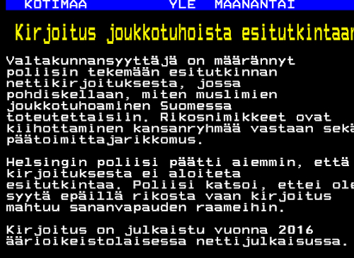 Taas tutkitaan! <br />Muistakaa että islam on ihanaa, tai Toiviainen tulee!