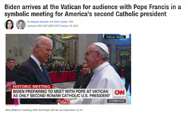 Presidentti Joe Biden saapui äskettäin Vatikaaniin. Oheinen kuva lienee kuitenkin vuoden 2016 vierailulta jolloin Biden ei vielä ollut presidentti.jpg