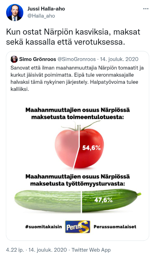 Tässä Halla-ahon twiitti ettei kaikkien tarvitse klikkailla.jpg