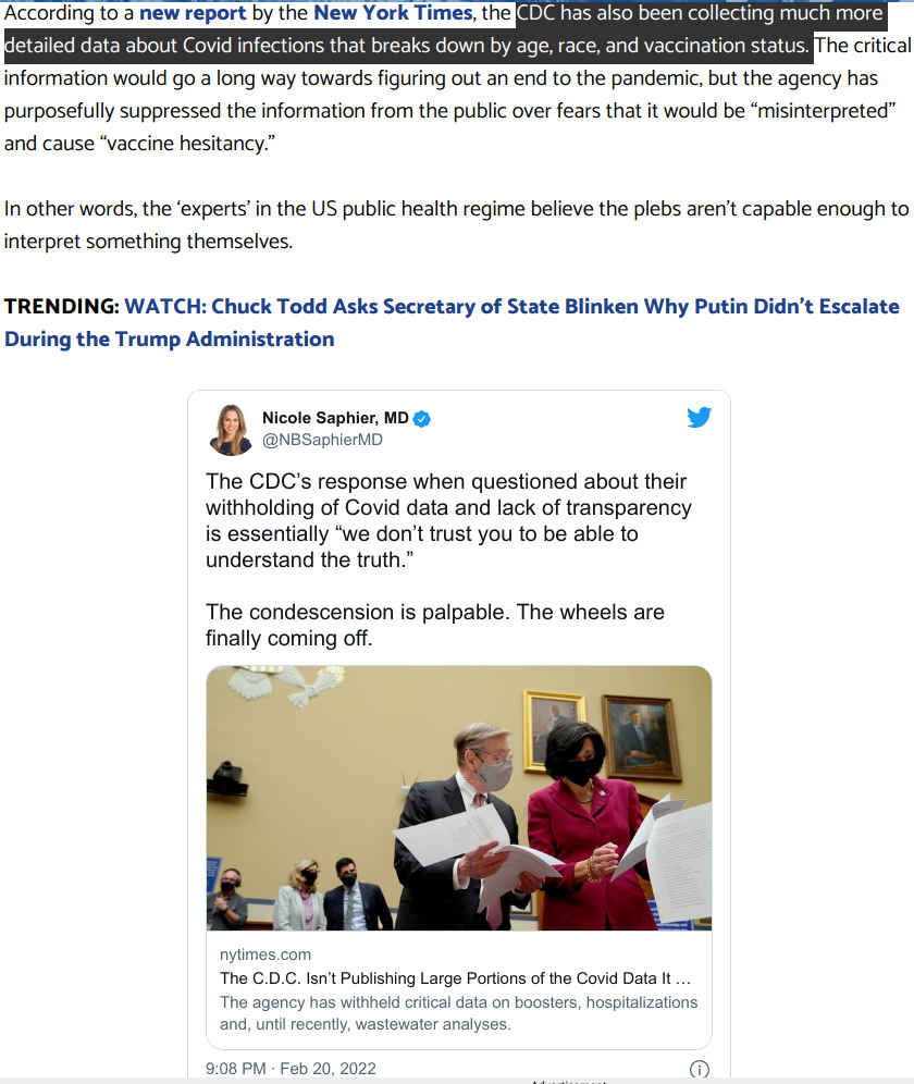 Vaccination by fear mongering, medical misinformation and disrupting the system in so many unethical ways.