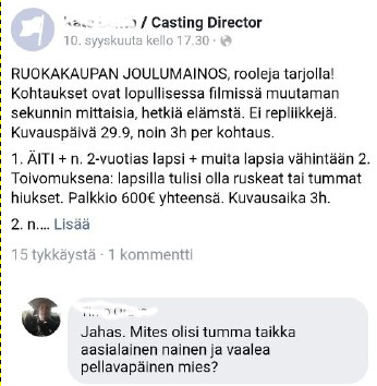 Tummaa lasta kuvauksiin.