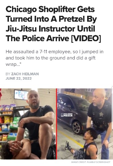 Ninja kääräisi blm-taistelijan lahjapakettiin poliisia varten, ettei tämä satuttaisi itseään.