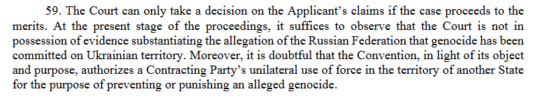 ICJ Haagissa toteaa että ryssällä ei ole mitään todisteita väitteilleen kansamurhasta Ukrainan suorittamana.PNG