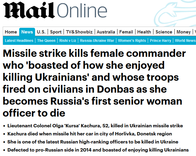 Ukrainalaisten tappamisesta nauttiva ryssä Olga Kachura saatiin hengiltä.PNG