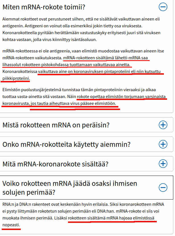 THL oli paivittanyt misinfoaan 051022, mutta kertoo yha mRNAn hajoavan nopeasti ja tuotannon alkavan vain jos henkilo saa koronatartunnan.jpg