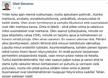 Gleb Simanov kiitti jo aiemmin suomalaisia saamastaan tuesta.jpg