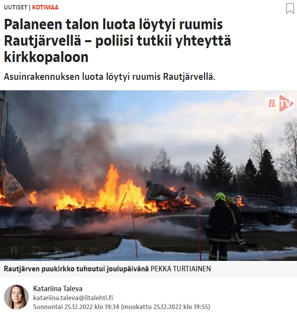 25.12.2022 kello 19:34. Tämä uutinen on tällä palstalla klo 19:43 (sivulla 4).