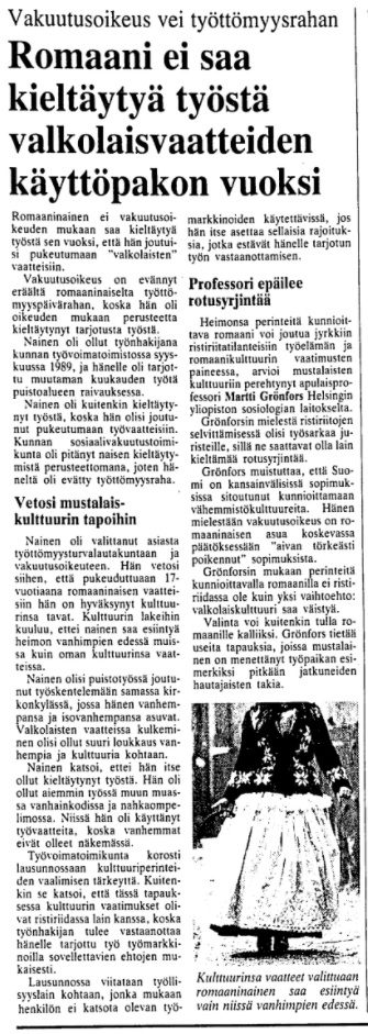 Uutinen HS 1991.