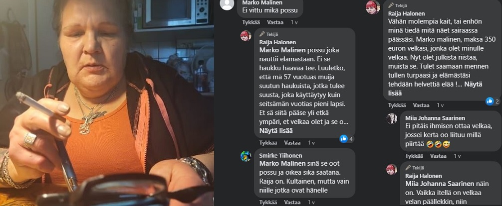 Kuvakaappaukset Raija Halosen Facebook-sivuilta.