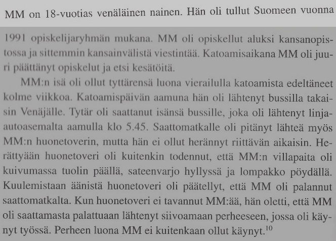 Kirjasta Kadonneet henkilöt. Lopussa pienellä oleva numero 10, viittaa tapaukseen ETSI-rekisterissä. Höglund on siellä numero 136.