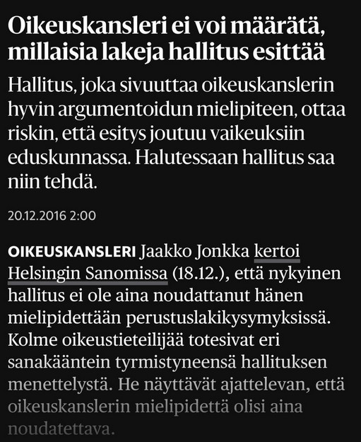 Ei voi ajaa hallituksen yli