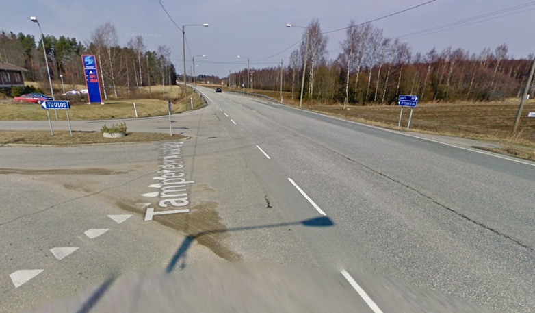 Street view. Vt 12 ja Pannujärventien risteys. Kuva huhtikuulta 2009.