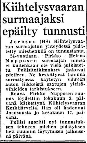 HS 14.10.1971 Pirkko Helena Nuppola Kiihtelysvaara Keskijärvi.jpg
