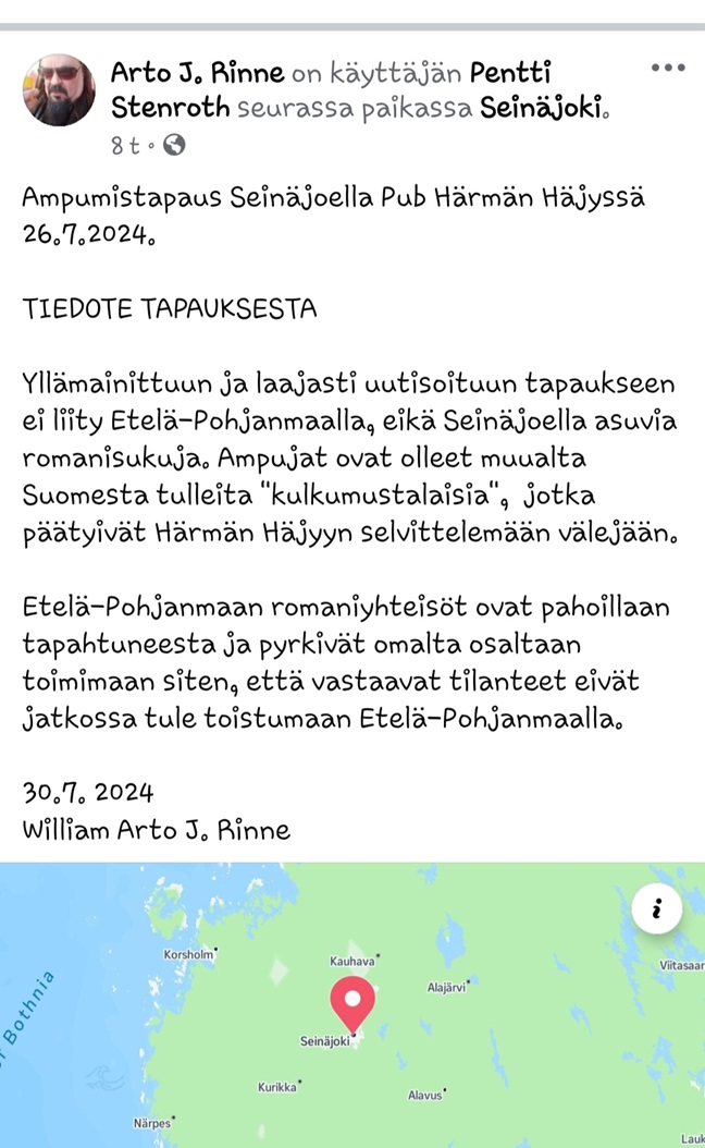 Seinäjoen mustalaiset ainenkin kovasti yrittää puhdistaa mainettaan...mutta ketä ne sitten oli?