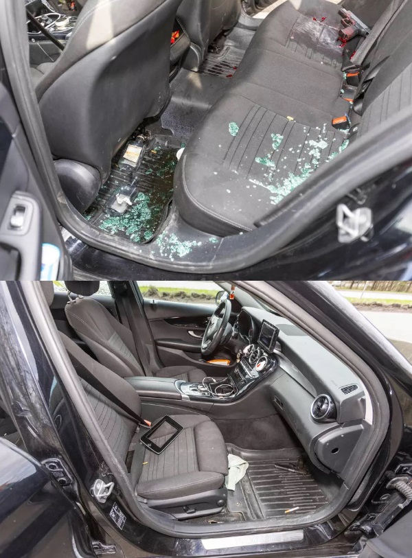 toimivaksi pistooliksi muutettu starttipistooli näkyy kuvan yläreunassa. 44-vuotiaan Tokarev-pistoli näkyy jalkatilassa. Kuvat poliisi.