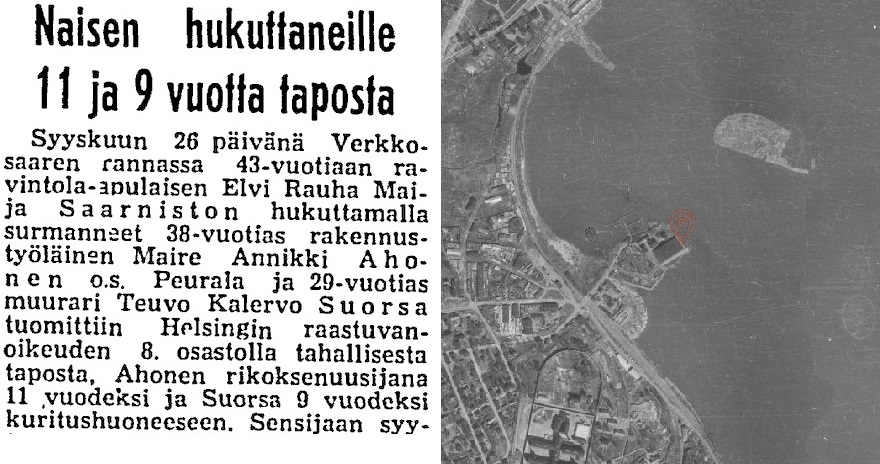 HS 18.12.1963 ja kartta vuodelta 1950.