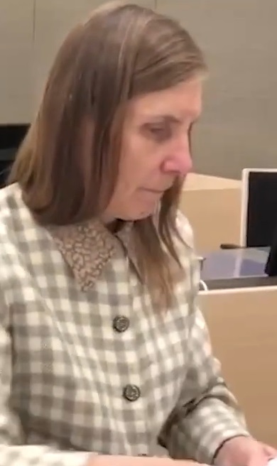 Liisi Aro avustajansa kanssa Itä-Suomen hovioikeuden istunnossa. Video Janne Niiranen. Kuvakaappaus videolta.