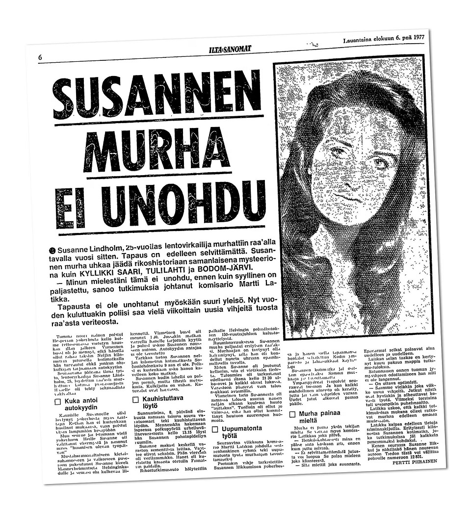 Susanne Lindholm 1977 Susannen murha ei unohdu (hyvälaatuinen artikkeli).jpg