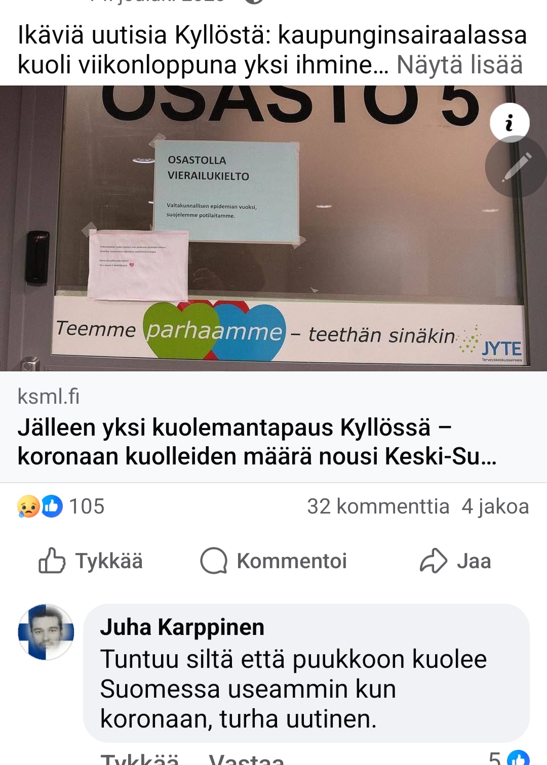 Juha pohtii kuolemia