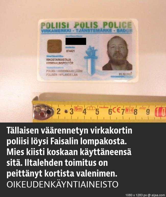 Väärennetty virkakortti