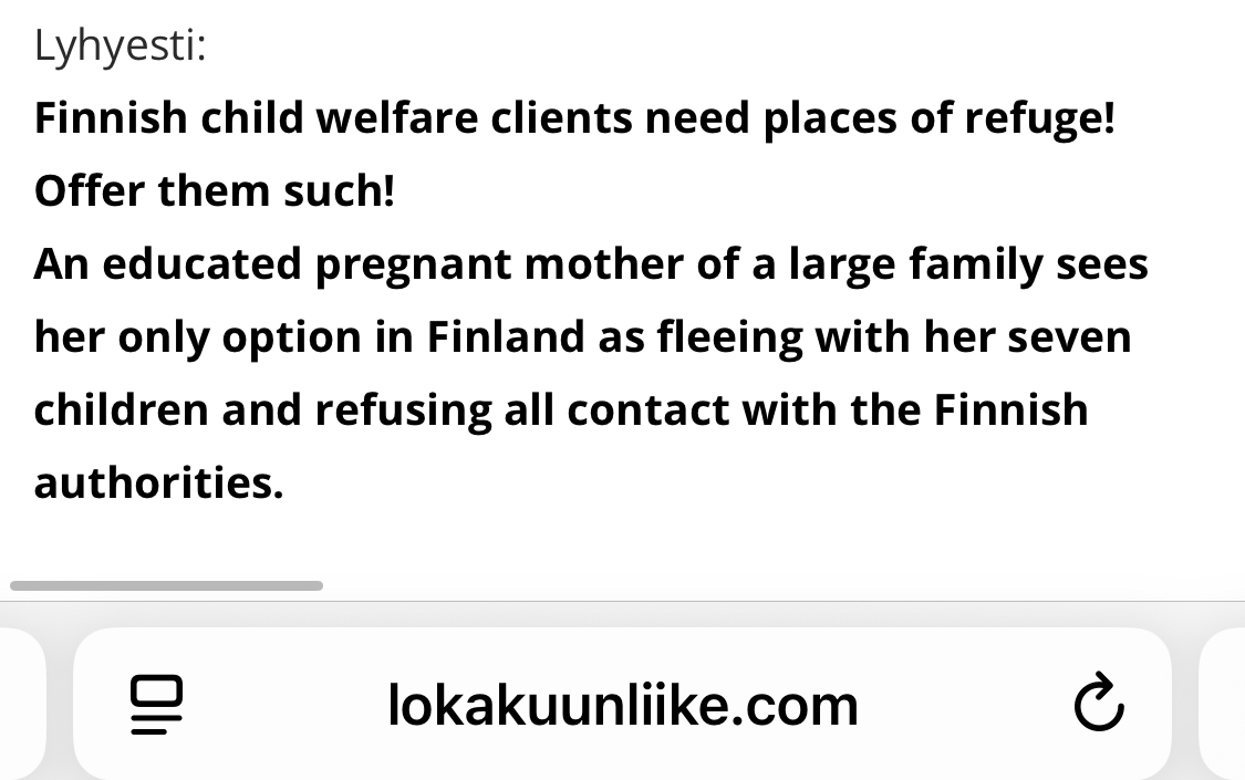 Kouluttautunut monenlapsen raskaanaoleva äiti etsii pakopaikkaa! Tarjoa hänelle sellainen! lokakuunliike.com