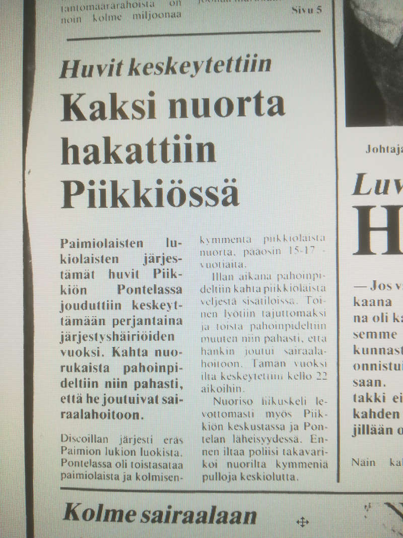 Uutinen diskoillan jälkeiseltä viikolta