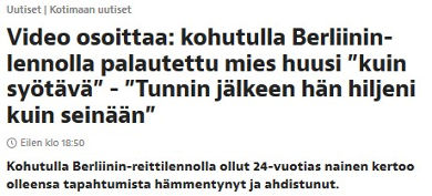 Iltalehteen yhteyttä ottanut 24-vuotias nainen kertoi mielipiteenään, että kotimaahansa pakkopalautettava mies huusi kuin syötävä ja tilanne ahdisti naista kovin.jpg