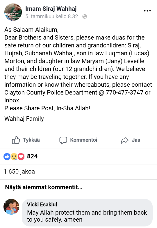 Wahhajin lapsia syvästi rakastava suku parrasvaloissa taas.