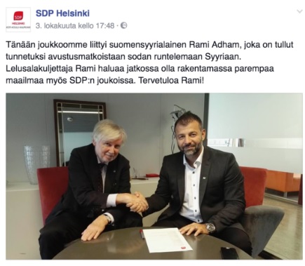 Tervetuloa mukaan. Sittemmin Adham perui jäsenyytensä. Ulkomaalaistaustaisten saaminen mukaan puolueisiin on niin sairasta että jokainen näyttää kelpaavan. Adham ei suinkaan ollut ensimmäinen vaikuttamaan pyrkivä siirtolainen, joka paljastuu huijariksi. Eikä viimeinen.