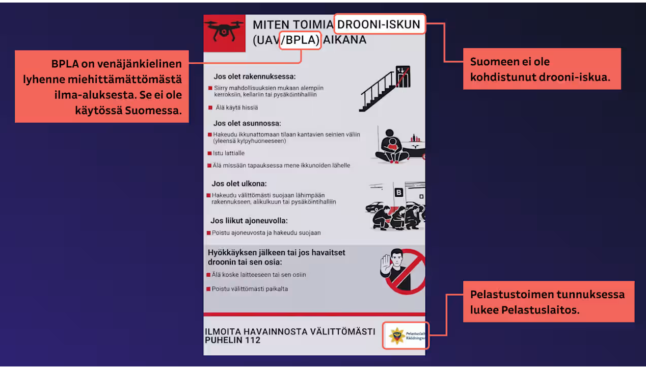 Väärennetty viranomaisohjeistus drooneilta suojautumisesta..png