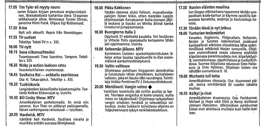 Tv-ohjelmat 7.10.1988